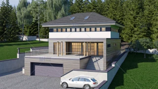 Proiect casa cu etaj (162 mp) - teren in panta - Midori Proiect casa cu etaj (162 mp) - teren in panta - Midori